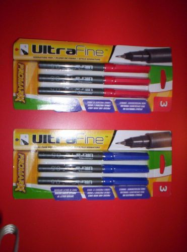 ProMarx  Ultra Fine ~Signature Pen~ RED INK/BLUE INK~~LOT OF 2 PACKS