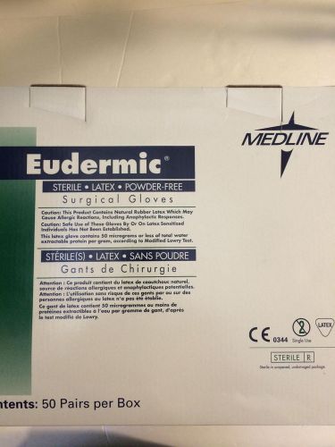 Medline Eudermic Latex Powder Free Surgical Gloves size 8 box of 50 pairs