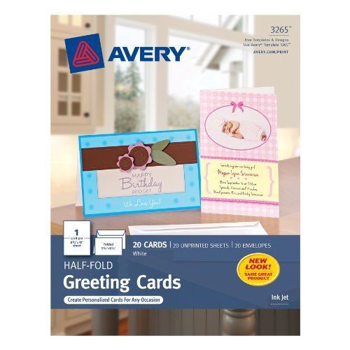 Cards Avery Half Fold Greeting 5.5X8.5 Inkjet Textured White New Matte Feather
