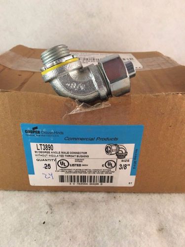 Box of 24 Cooper LT3890 90° Male Connectors w/out Insulated Throat Bushing 3/8&#034;