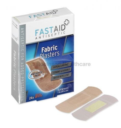 Fast Aid Antiseptic Fabric Plasters - Pack of 24 Assorted x 6 Packs