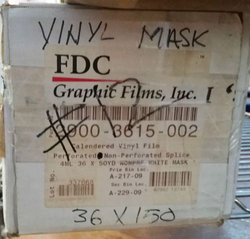 36&#034; x 150&#039; FDC Graphic Films Calendered, Non-Perforated Vinyl Film - White