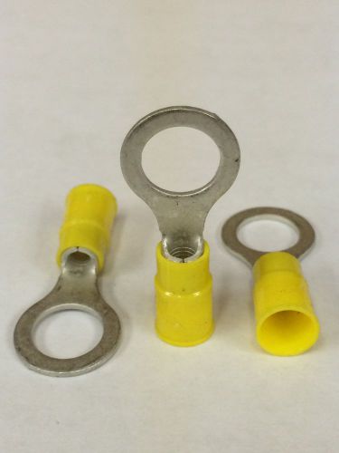 50 Yellow Insulated Ring Terminal Connectors #12-10 Wire AWG 3/8&#034; Stud Molex