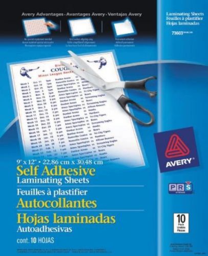 Avery Self-Adhesive Laminating Sheets, 9 X 12 , Pack Of 10 (73603)