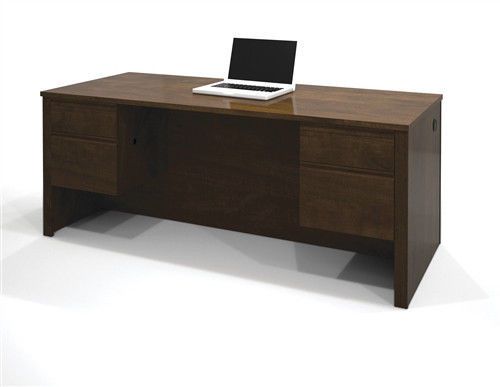 71&#034; Premium Modern Double Pedestal Desk in Chocolate Finish