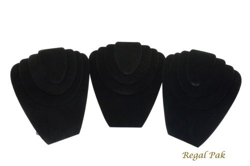 3 Piece Black Velvet Necklace Display With Easel (4 Tier) 9 1/2&#034; X 3 1/4