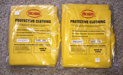 Lot Of 2 NEW BOSS PROTECTIVE CLOTHING YELLOW Waterproof Suit SIZE XXL 2XL