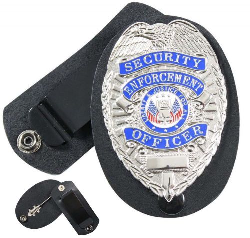 New rothco 1133 police security shield style leather clip-on badge holder for sale