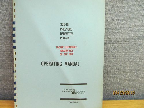 Agilent/HP 350-16 Pressure Derivative Plug-In Operating Manual (8/66)