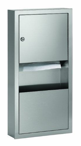 Bradley 2291-110000 standard stainless steel surface mounted towel receptacle, x for sale