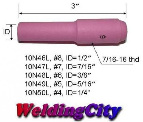 5 Long Ceramic Cup Nozzles 10N48L #6 (3/8&#034;) for TIG Welding Torch 17/18/26