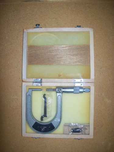 0.3&#034;-1.3&#034; .001&#034; DISC BRAKE MICROMETER WITH WOODEN BOX Q.C. MACHINIST TOOL