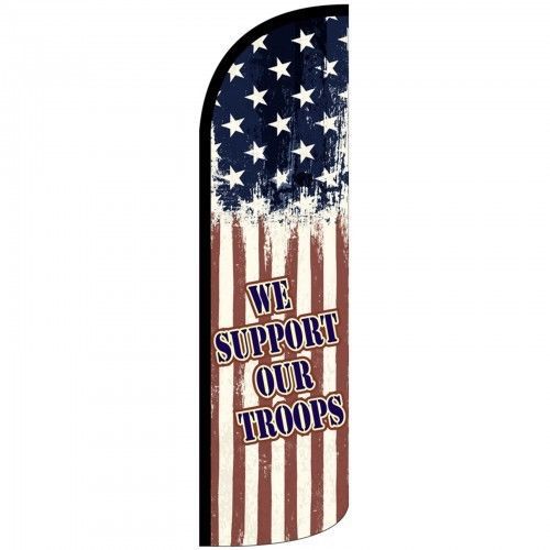 We support our troops wide windless swooper flag jumbo banner + pole made in usa for sale