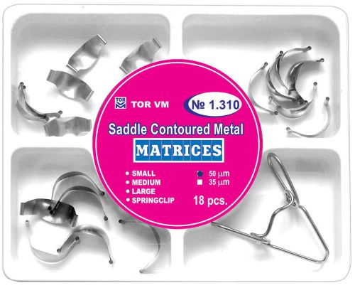 Dental Contoured Metal Matrices Matrix 18pcs+ Springclip Composite TOR VM 1.310