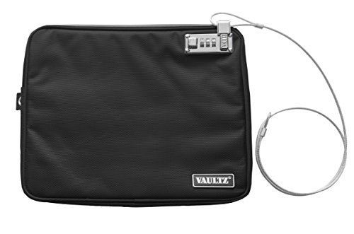 Vaultz Locking Field Gear Pouch with Tether, Extra Large, 12 x 18 Inches, Black