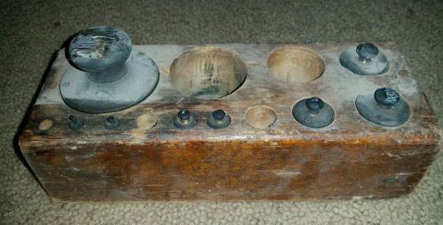 Scale Calibration Weights Vintage Wood Box