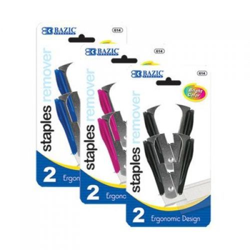 Bazic Bright Color Ergonomic Claw Style Staples Remover (Set of 2), Colors May