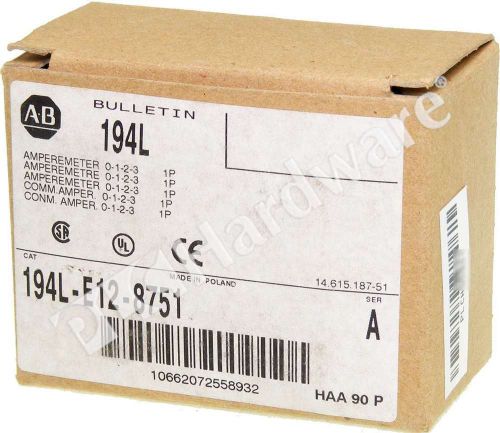 New Allen Bradley 194L-E12-8751 /A IEC Control and Load Switch 1 Pole 12A Qty