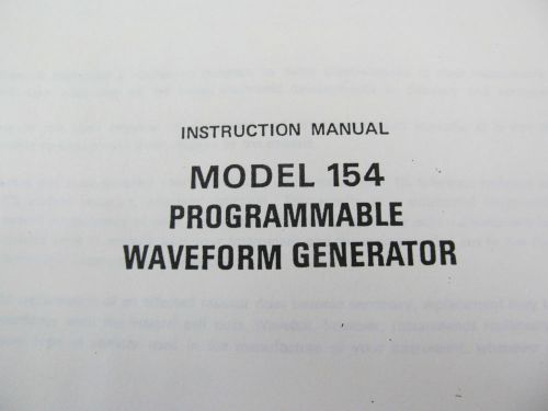 Wavetek 154 Programmable Waveform Generator Instruction Manual w/ Schematics.