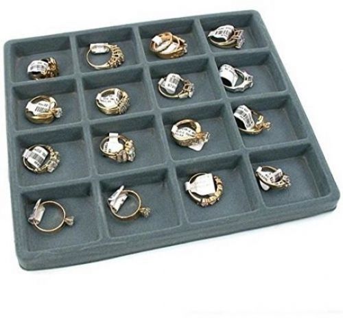 5 gray 16 slot 1/2 size jewelry display tray inserts new for sale