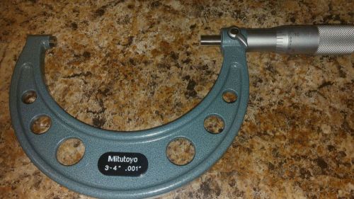 MITUTOYO 103-180 Micrometer, 3-4 In, 0.001 In, Ratchet
