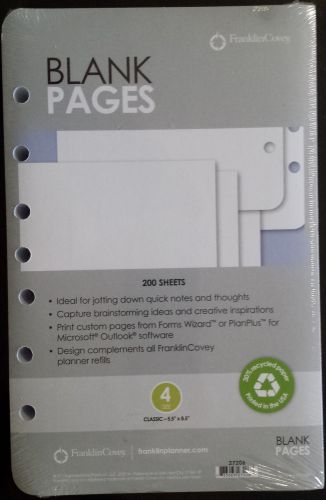 Franklin Covey Classic White Blank Pages - 200 Pack New Sealed