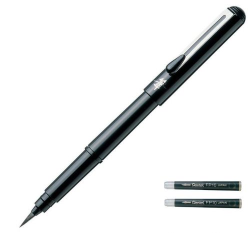 Pentel Portable Pocket Fude Brush Pen with 2 refills XGFKP-A