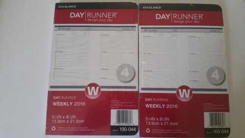 2 At-A-Glance Day Runner Weekly 2016 Calendar Planner Refill 5.5 x 8.5 #100-044
