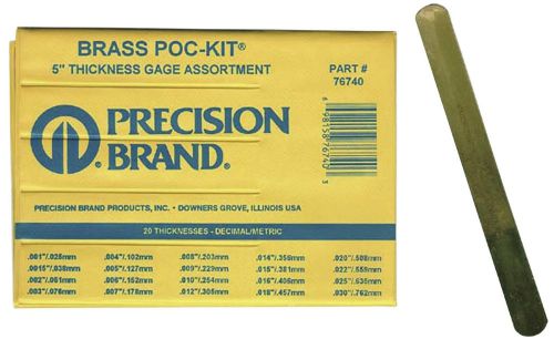 Precision Brand 76740  Brass Thickness Feeler Gage Poc-Kit Assortment 1/2&#034; Wi...
