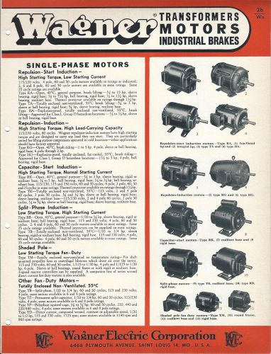 Equipment Brochure - Wagner Electrical Transformers Motors et al c1952 (E3339)