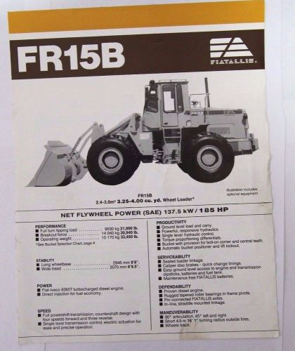 Fiat-Allis FR15B Wheel Loader sales and spec brochure
