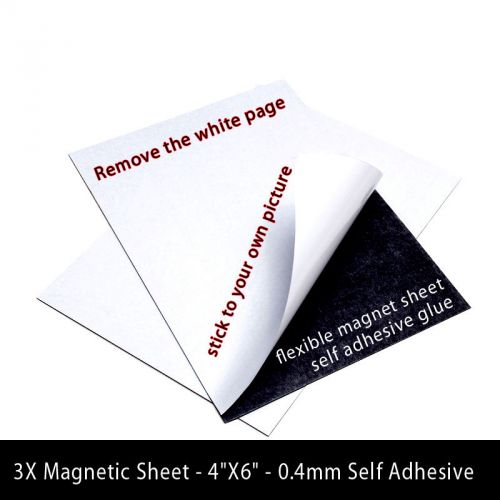 3 Magnetic Sheets  Self Adhesive  4&#034;X6&#034; + 3 sheets Glossy RC Photo  4&#034;X6&#034;