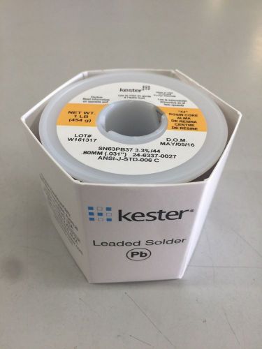 Kester 24-6337-0027 wire solder .031 ra rosin sn63 pb37 66 flux 44 core 1 lb new for sale