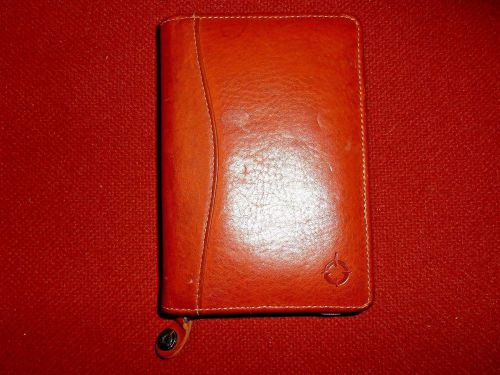 Franklin covey brown full grain leather pda pilot card holder pouch zip around for sale