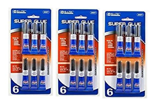 3 Pk BAZIC Super Glue 3g 10 Oz 6 Per Pack Total of 18 Super Glue Bond Instantly