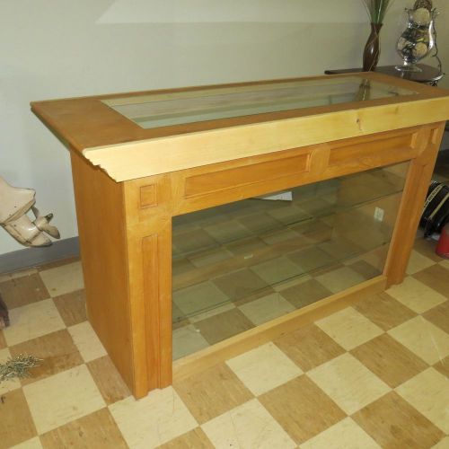 Beautiful oak and glass showroom display cabinet,  retail store showcase, for sale