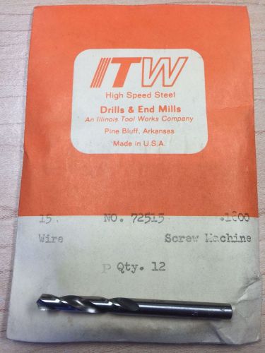ITW HSS Screw Machine Twist Drills 15 Wire .1800 #72515, 84-pack