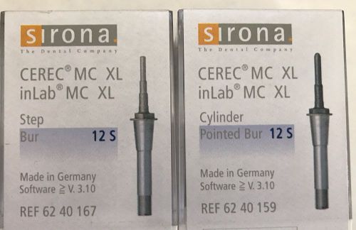 Sirona cerec mc xl 12s cylinder pointed and 12s step bur new unopened for sale