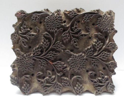 INDIAN WOODEN HAND CARVED TEXTILE TJAP FABRIC BLOCK STAMP VINTAGE DESIGN 12