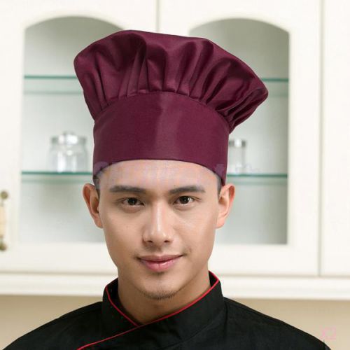 2x Adult Elastic Catering Baker Kitchen Cook Chef Hat Costume Cap One Size