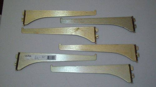 Lot of 6 Heavy Duty Unitrak 10&#034; Brass Metal Shelf Shelving Brackets Uni-Trak