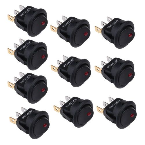 HOTSYSTEM New 10PC Car Truck Rocker Toggle LED Switch Red Light On-Off Control