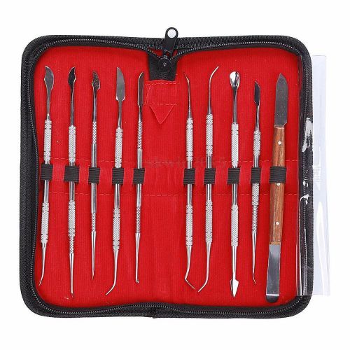 10pcs/Set Stainless Steel Dentist Teeth Wax Carving Tools Instrument Lab Kit NEW