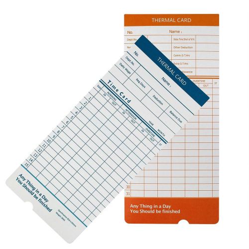 50X Monthly Time Clock 2-sided Thermal Card For Payroll Time Recorder Attendance