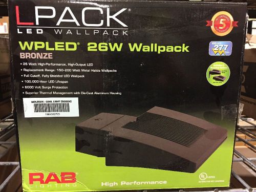 RAB WPLED26 Lpack Wallpack 26W Cool Color 5200K LED with Backplt and Junc Box