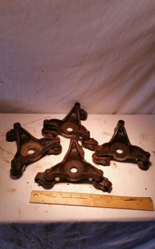 4 vintage antique cast iron grand piano moving machinery dollies caster wheels for sale