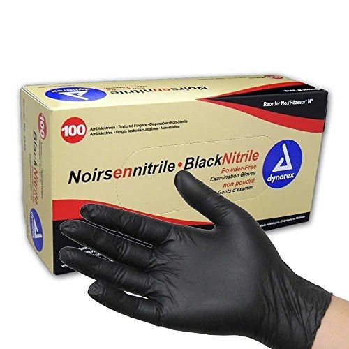 Diagnostics direct dynarex black nitrile exam gloves, powder-free, medium, for sale
