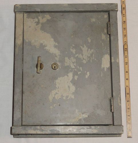 Unusual non-ferrous metal storage box key cabinet w corbin lock 1940s? aluminum? for sale