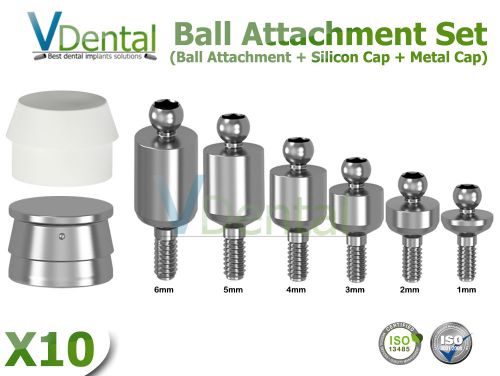 X10 ball attachment + slicone cap + metal cap 3 parts set for dental implant for sale