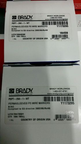 Lot of 2 BRADY PSPT-250-1-WT Wire Marker Sleeves, White,